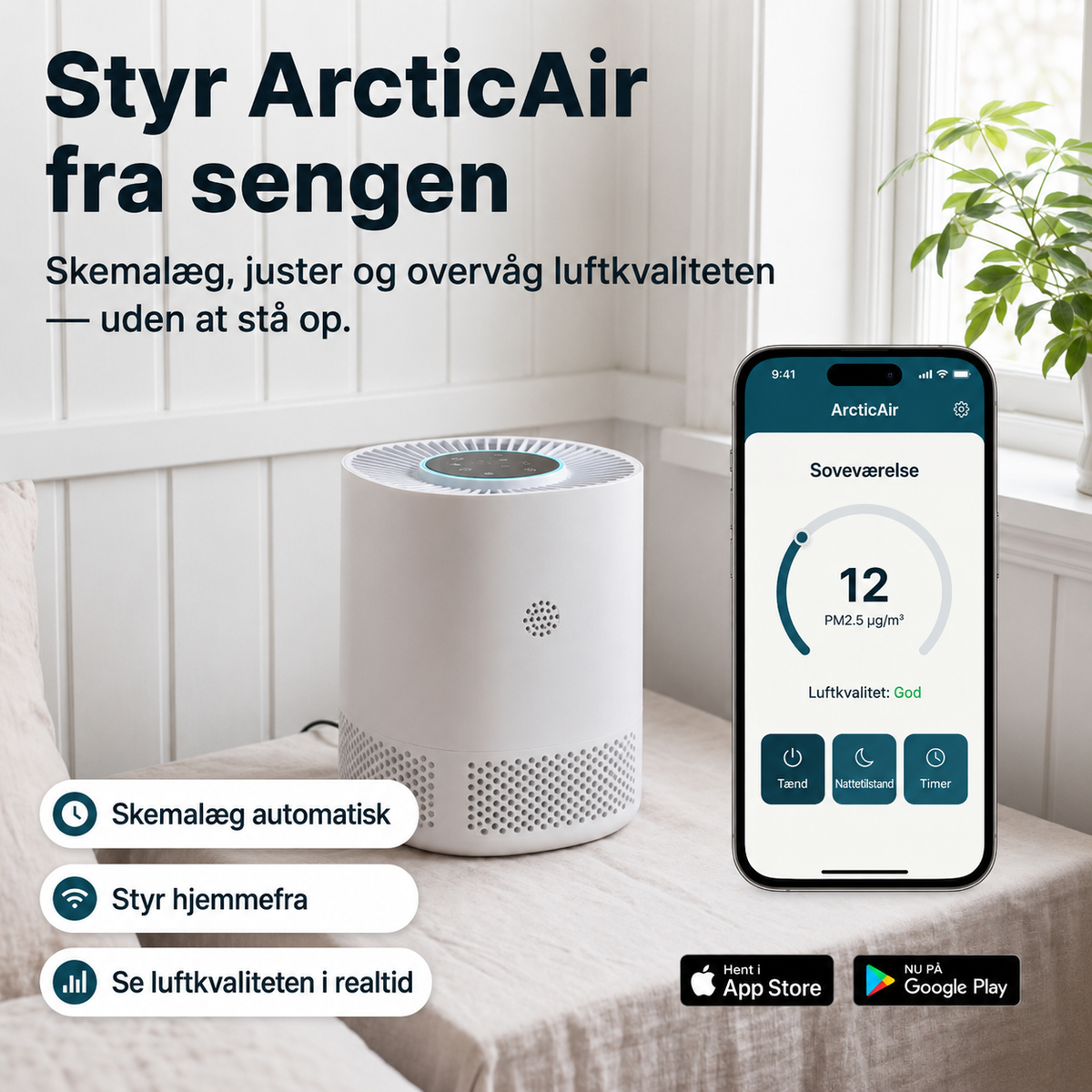 ArcticAir™ - Luftrenser til soveværelset designet til personer med pollenallergi