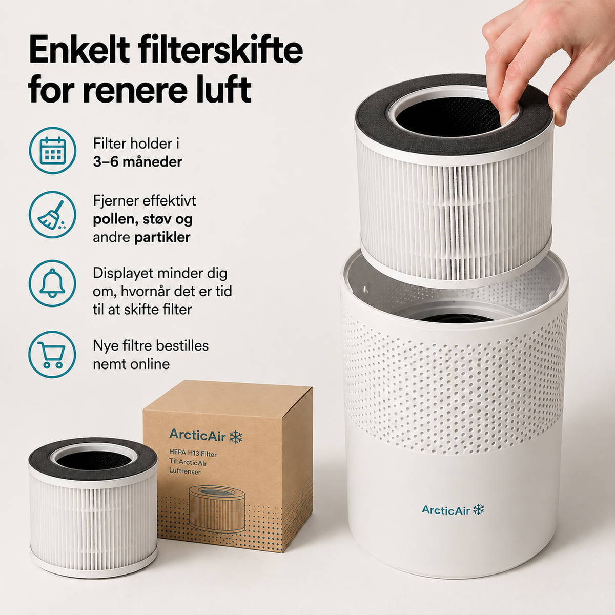 ArcticAir™ - Luftrenser til soveværelset designet til personer med pollenallergi